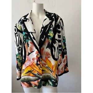 Vtg Italian Dark Romantic Blazer M Floral Gothic Expressionist Artsy Eclectic